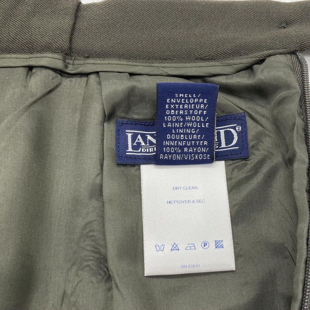 Lands End Sz 12 Pencil Skirt 100% Wool Back Slit Side Pockets Sage Green USA - Picture 4 of 11